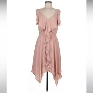 BCBGMaxAzria Pink Ruffled Asymmetrical Sundress